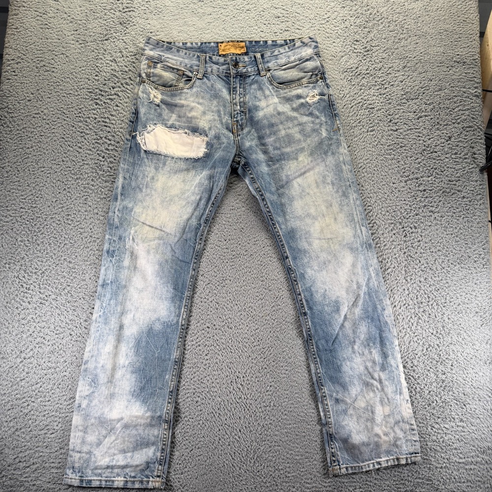 Vintage Rocawear Jeans Men's 34x32 Blue Cotton Denim Straight Baggy Distressed